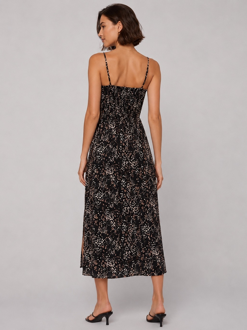 SALTWATER LUXE | Printed Sleeveless Midi Dress with Cutout in Black Motif, Small - Picture 2 of 12